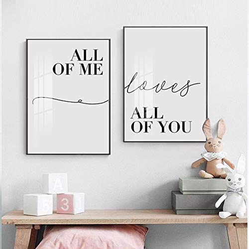 Toile Peinture Affiche All of Me All of You Illustration Amour Duo Romantique
