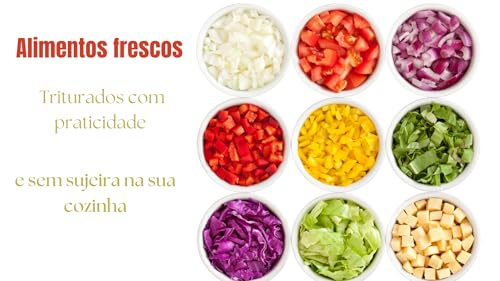 Mini Processador Triturador Manual Picador Fatiador de Alimentos com 3 lâminas 500ml (Cores Sortidas