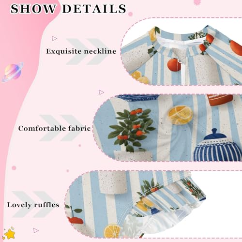 Girls' Swimwear Swimsuit Rash Guard,Long Sleeve One Piece Bathing Suits for Kids Toddlers 3-8T4