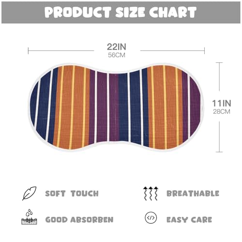 Navy Blue and Orange Striped Cotton Muslin Burp Cloth Soft Touch washcloth for Unisex Babies Set of 2, 22x11in4