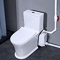 500watt Macerating Toilet with Pump, Two-Piece Upflush Toilet For Basement, Powerful & Quiet Macerating System With 3 Water Inlet & Ac Vent, 36ft Vertically, Skirted Bowl