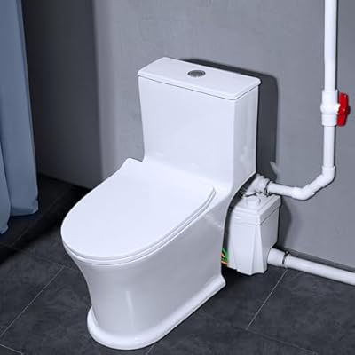 500watt Macerating Toilet with Pump, Two-Piece Upflush Toilet For Basement, Powerful & Quiet Macerating System With 3 Water Inlet & Ac Vent, 36ft Vertically, Skirted Bowl