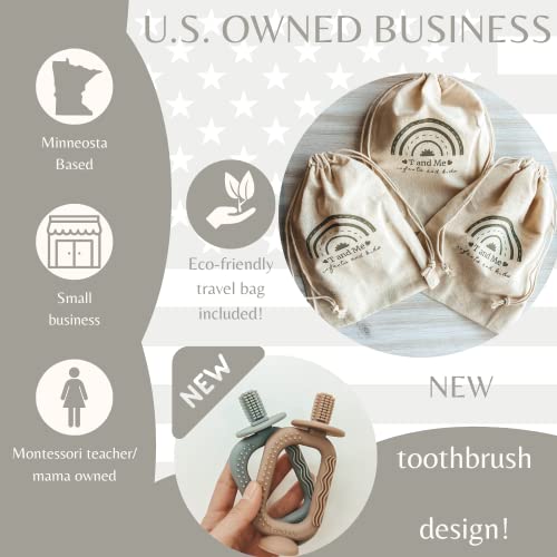 T And Me, 3 Pc Teething Gift Set, Baby Essentials, Baby Gift, Gift For Baby Boy Girl, Baby Gift Set, Thoughtful Baby Gift, Montessori Inspired Teething Set. Teething Toys, Baby Toys 0-12 Months #TOP4