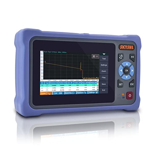 SKYSHL 1310nm/26dB+1550nm/24dB LWL OTDR Tester (Mit OPM+OLS+VFL+Event Map) SM 4,3Zoll Touchscreen Kompatibel mit SC+FC+ST+LC UPC&APC-Adapter-SS304T-2A1