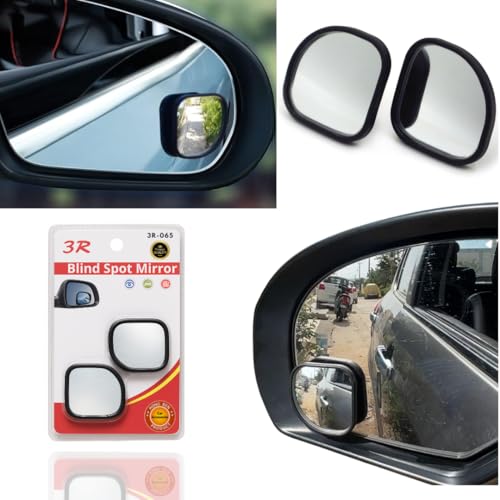 Image of DEZI 3R Blind Spot Mirrors HD Glass Car Accessories, 360 Safety Convex Rear View, Wide Angle Adjustable Mirror (2 Pcs) (3R-065, Triangle HD Convex)