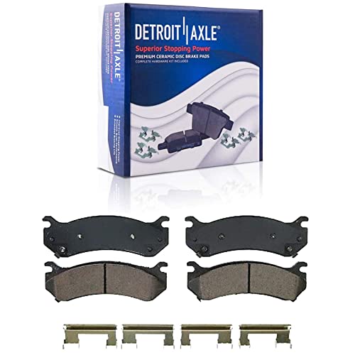 Image of Detroit Axle - Front Brake Kit for Yukon Silverado Sierra Suburban Express | Savana 1500 Drilled & Slotted Brake Rotors Ceramic Brake Pads 24pc Wheel Lug Nuts Replacement