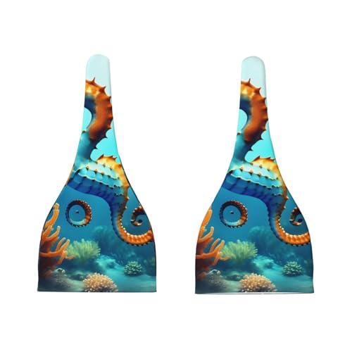 Newborn Baby Hat, Seabed Coral Seahorse Print Soft Top Knot Beanie Cap, Cute Baby Headwear for 0-6 Months3