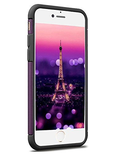Casehq Iphone 6S Plus Case,Iphone 6 Plus Case,Slim Dual Layer Silicone Rubber Pc Protective Case Fit For Iphone 6 (2014)/6S 5.5 Inch (2015) Hybrid Hard Back Cover Soft Silicone-Dark Purple Black #TOP5