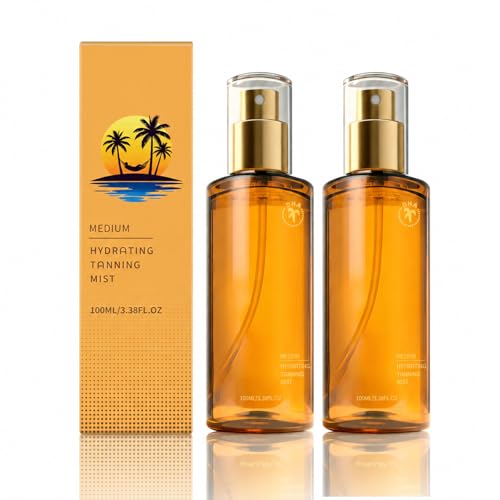 Self Tanning Body Mist Quick Dry Natural Bronzer Spray for Body Streak-Free Fast-Acting Sunless Tanner Hydrating Lightweight Formula with Gradual Buildable Colour (2pc)
