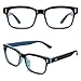 CGID CT84 Computer Glasses Readers Reading Video Gaming Glasses of Anti Blue Light Eye Strain and UV Light,Vintage Rectangle Black Blue Frame,Transparnet Lens