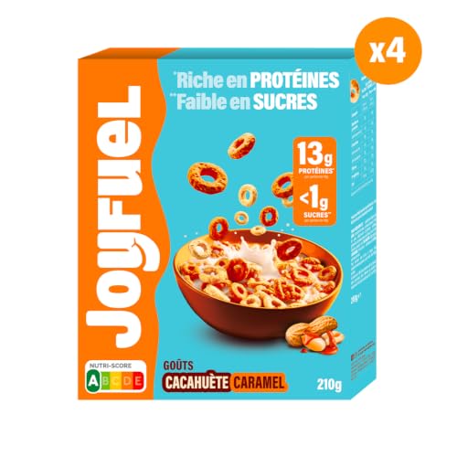 JOYFUEL Petit déjeuner- Boîte de 210g Cacahuètes Caramel- Un véritable concentré de gourmandise et de protéine-Faible en sucre-Lot de 4 – vue 3
