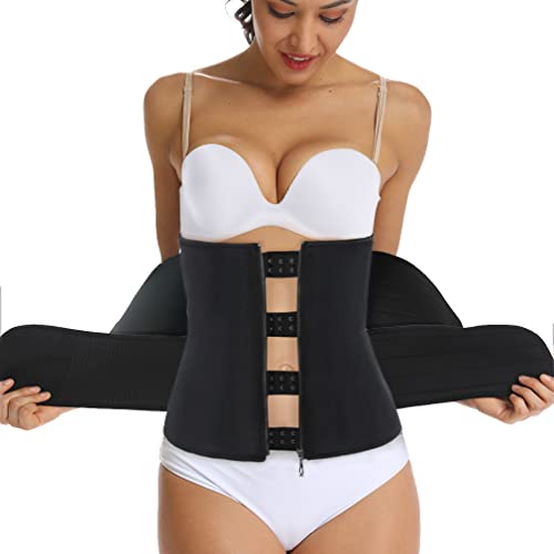 Hoplynn Sweat Waist Trainer For Women Two Belts, Neoprene Workout Corset Waist Trainer Cincher Trimmer Shaper Zipper Black Xxx-Large #TOP1