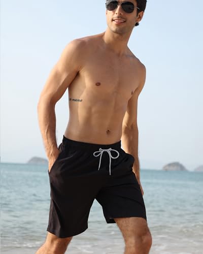 APTRO Herren Badehose Freizeit Short Schnelltrocknend Badeshorts Sportsshorts Schwarz K27 L 2