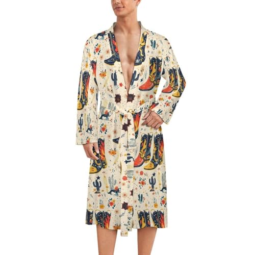 Peignoir pour homme vêtement de nuit léger imprimé bottes de cowboy