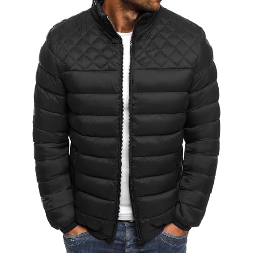 seiveini Veste Doudoune Légère pour Homme Sans Capuche Blouson Manteau Softshell Col Montant Zippé Chaud Loisirs A Noir M