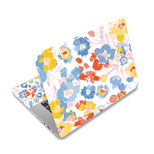 Autocollant vinyle pour ordinateur portable de 12 à 15.6 pouces motif fleurs colorées étanche