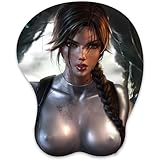 RUFSMAAN Oppai Mouse Pad 3D Mousepad Anime Manga Breast Gaming Wrist Rest Boob pad Anti-Slip Mouse Mat (lara)