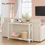 Tajsoon Tableau de la console 41.8”, 2-Tier Table d'entrée Table de canapé étroite avec étagères, Table d ́entrée avec cadre X stable, pour entrée, Hallway, salon, foyer, couloir, bureau, blanc