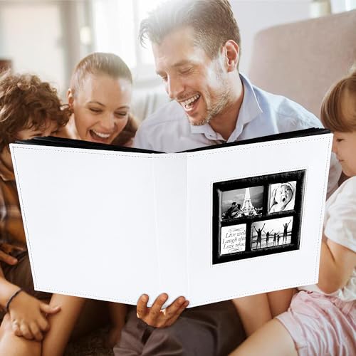 Ywlake Fotoalbum 10x15 1000, Extra Großes XXL Leder Einstecken Einsteckalbum für Hoch und Querformat Fotos Bilder Weiß