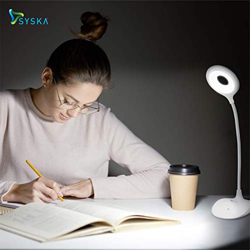 Image of SYSKA Ssk-Srl Base B22D 9-Watt Led Bulb (Pack Of 10, Cool White) SSK-TL-8602L Easyglow 4W Led Table Lamp with 3 Stage Dimming Light(White,Pack of 1, Acrylonitrile Butadiene Styrene)