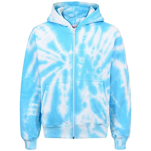 Sweat à capuche zippé fille garçon bleu imprimé original 7-8 ans