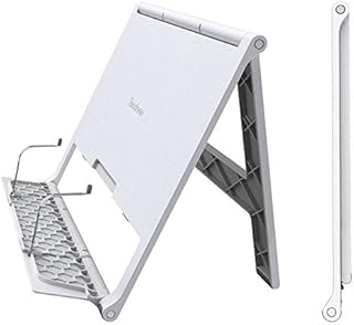 Readaeer Portable Book Stand Free Angle Adjustable Book Holder for Thick Textbook Collapsible Lightweight Book Rest (White)