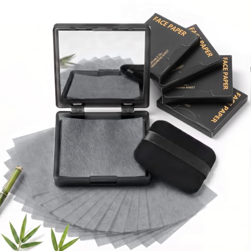 Brenqe Oil Blotting Paper for Face, 500 Sheets with Mirror