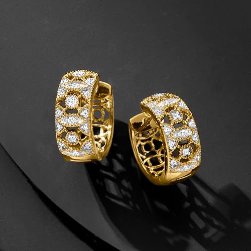 Ross-Simons 0.10 ct. t.w. Diamond Hoop Earrings in 18kt Gold Over Sterling3
