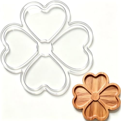 beinkmake Clear Router Template for DIY Charcuterie Board Clover Shape Acrylic Template for Wooden Tray Routing Woodworking Drawing Inlay Templates 7.9x7.9 inch
