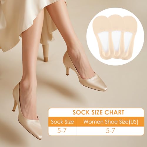 6 Pairs Women's No Show Socks Low Cut Socks No Slip Footies Sock for Women Thin Loafer Sock Size 9-113