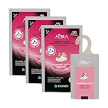 AURA | Pack 3 Ambientador Percha para Armario | Aroma Fresa y Nata | Ecopack 100% Reciclable | Larga Duración 60 Días | 0% Alcohol