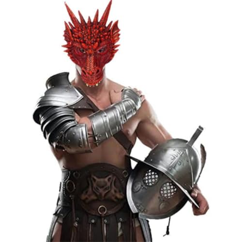 Image of Wanna Party Dragon Mask Head Party Cosplay Mask Masquerade Mask for Carnival Shows Festivals and Halloween Parties- Red