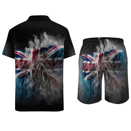 Puerto Rico Flag Men's Two-piece Set Short Sleeve Button Up Shirt Summer Beach Shorts Casual Wear3