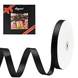 LIUYAXI Black Double Face Satin Ribbon 3/8" X 50 Yards, Ribbons Perfect for Crafts, Gift Wrapping, B