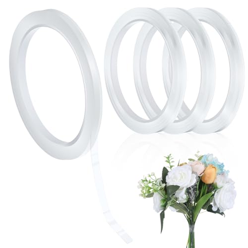 ADLABLD 4Pcs Clear Floral Tape, Waterproof Floral Tape, Flowers Thin Flower Tape Floral Arrangements Supplies for Flower Arrangements Supplies Craft Corsages Wedding