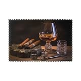 WHJSHOP El juego de 6 manteles individuales con imagen de cigarro y whisky cuenta con un diseño de impresión de una sola cara de ancho completo que añade un toque de elegancia y personalidad a tu mesa de comedor, perfecto para hoteles, familias y banquetes.