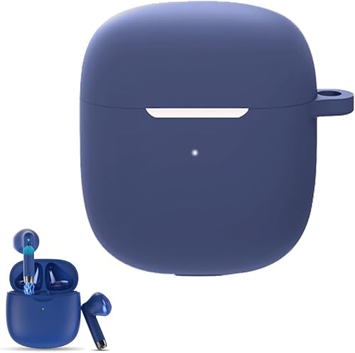 Funda de silicona compatible con auriculares inalámbricos Jxrev J51, piel protectora con mosquetón, con orificio para cargar