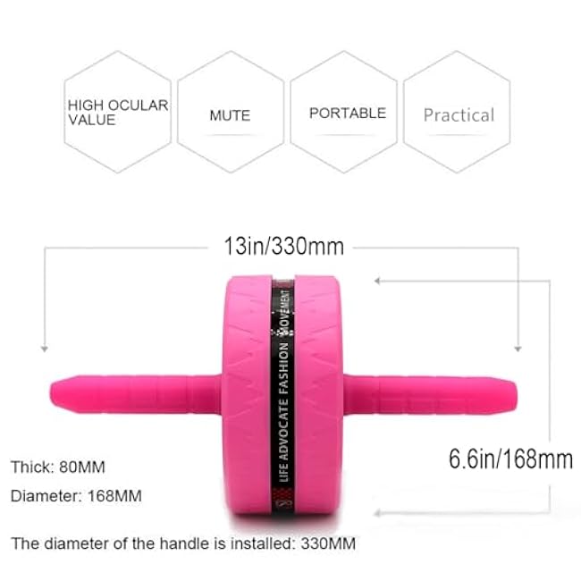 BiJun Ab Roller Wheel for Abs Workout - Complete Home Gym Set with AB Wheel Roller, Knee Mat, and Jump Rope (Pink)