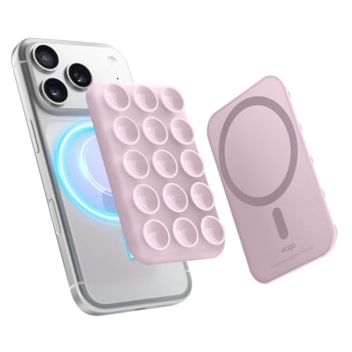 Image of elago Magnetic Suction Cup Phone Mount for iPhone, Compatible with MagSafe | Removable, Silicone, Holder, Hands-Free Selfies, Video for TikTok, Instagram, Creator, Strong Magnetic (Light Lilac)