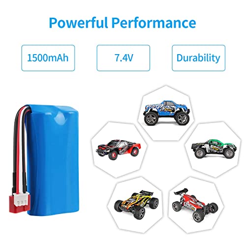 Rechargeable Li-Ion Battery 7.4V 1500Mah Universal For Wltoys 4Wd Rc Cars 12401 12402 12403 12404 12423 12428 Series Spare Part Replacement #TOP3