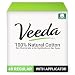 Veeda Natural All-Cotton Tampons, Regular, Compact Applicator, 3 Boxes of 16 Count Each