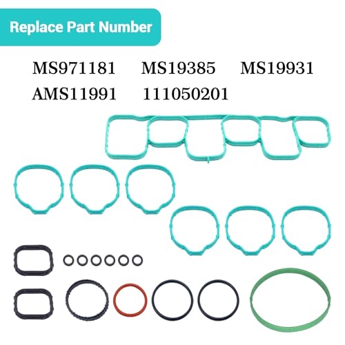 Image of Engine Intake Manifold Gasket Set Fit for Ford Lincoln Vehicle Edge Explorer F-150 Police Mustang Flex Taurus Transit-150 250 350 for MKS MKT MKZ MKX 2011-2020 Replace MS97118-1 MS971181