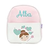 Mi Pipo - Mochila Bebe Guarderia Personalizada Hada Rosa | Mochila Polipiel con Nombre Bordado Personalizado | Mochilas Infantiles con Asas regulables | Fácil Limpieza y Diseño Exclusivo