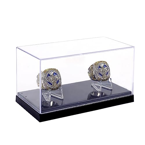 Championship Ring Display Case Box Holder Storage 2 Slot Hole Single for Football/Baseball/Basketball/Hockey/High School/Class/Graduate/College/Team/Father's Souvenir Sports Championship Ring