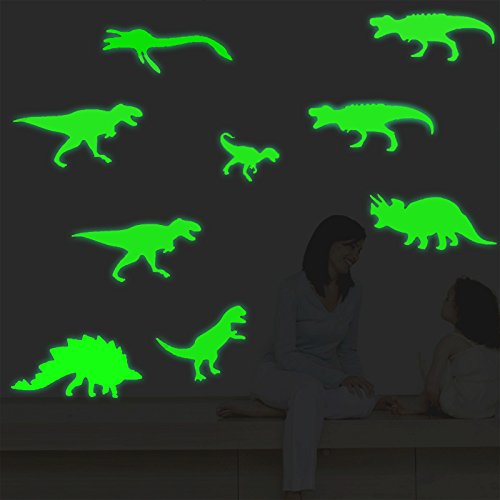FLY SPRAY Large Size 9pcs Creative Luminous Wall Decorative Dinosaur Sticker Glow in The Dark Light Decor Removable Vinyl Decals Mural Baby Nursery Room