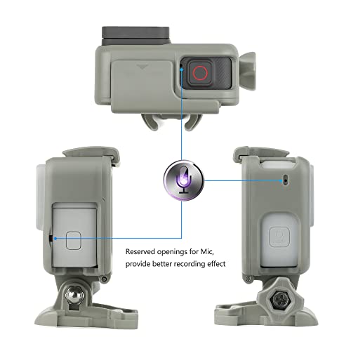 SOONSUN-Frame-Mount-Housing-Case-for-GoPro-Hero-5-6-7-Black-White-Silver-Hero-2018-Cameras-Protective-Housing-with-Buckle-and-Screw-All-Slots-Fully-Accessible-Gray