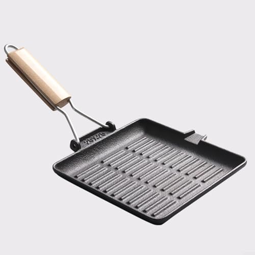 SMZhomeone Gusseisen-Grillpfanne, 27,9 cm, quadratisch, mit faltbarem Holzgriff, für Herd, Grill, Lagerfeuer, Kochen für Herde, Grills und Lagerfeuer 8 SMZhomeone Gusseisen-Grillpfanne, 27,9 cm, quadratisch, mit faltbarem Holzgriff, für Herd, Grill, Lagerfeuer, Kochen für Herde, Grills und Lagerfeuer