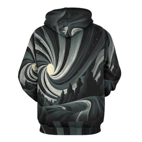 Sweat-shirts nouveauté noir fantastique avec grand imprimé 3D galaxie et poches