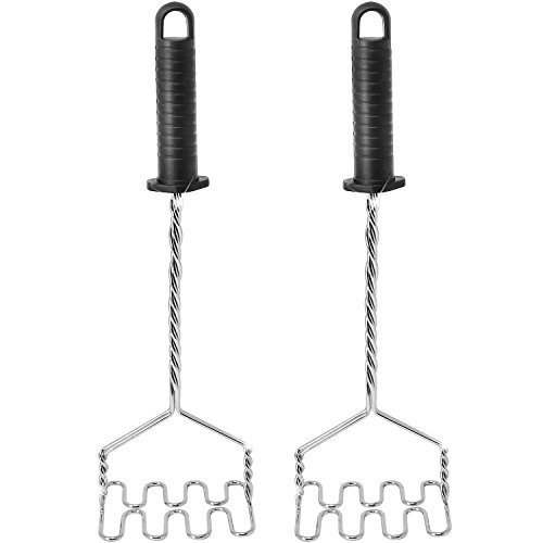com-four® 2x Kartoffelstampfer aus verchromtem Metall - Püree Stampfer für die Küche - Stampfer für Kartoffeln - Potato Masher - 35 cm (02 Stück)
