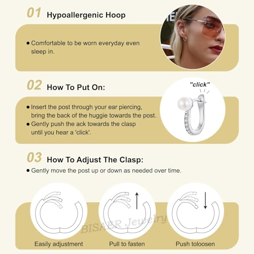 Image of BISAER Silver Huggie Hoop Earrings for Women, 925 Sterling Silver Post Star Small Hoop Earrings Hypoallergenic Lightweight Everyday Jewelry Gift Cute